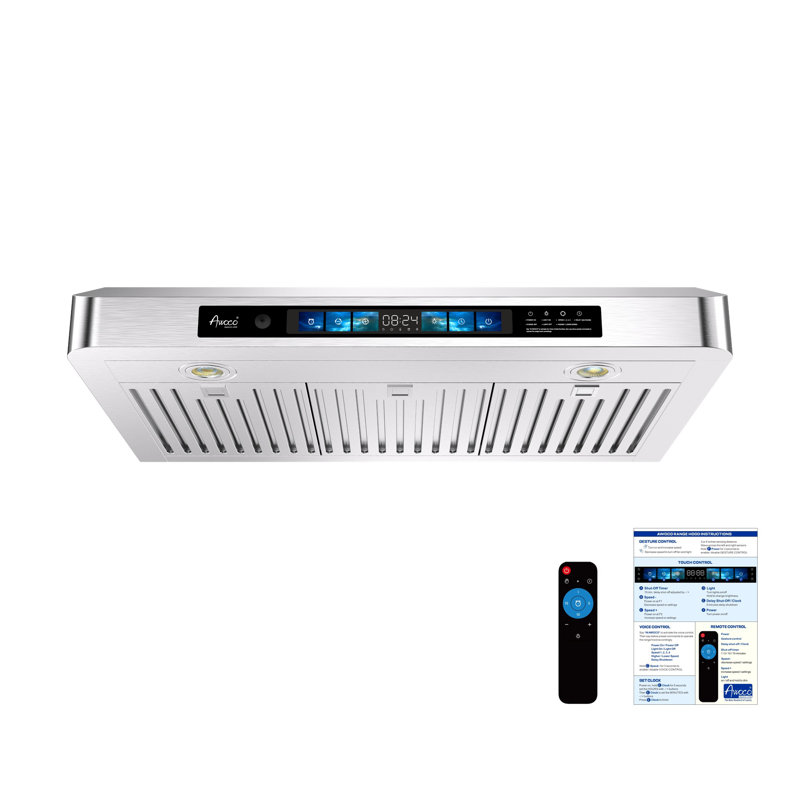Awoco 30" 900 CFM Ducted Under Cabinet Range Hood In Stainless Steel With Voice/Gesture/Touch Control