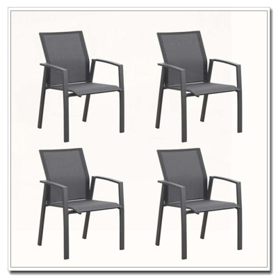 Set of 4 Fully Assembled Stackable Aluminum Patio Dining Chairs
