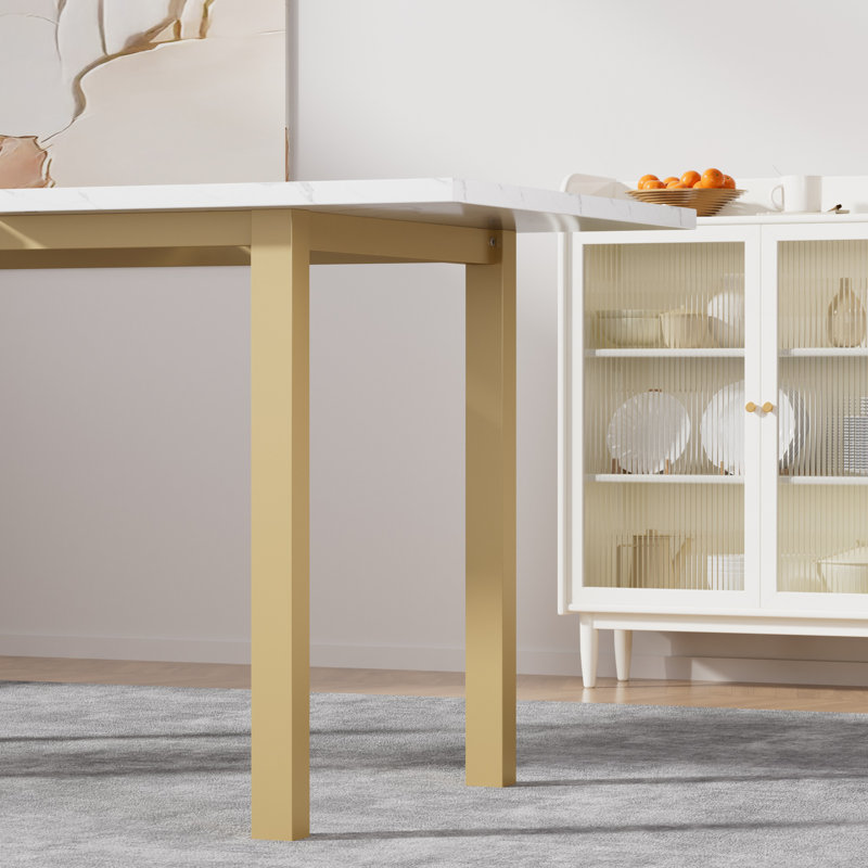 Ensemble de table de salle à manger extensible 63 "avec banc Vidala, ensemble de table de cuisine rectangulaire en bois pour 6 à 8 personnes