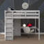 Lit mezzanine double en bois avec garde-robe, bureau, tablettes de rangement et tiroirs-1666404970