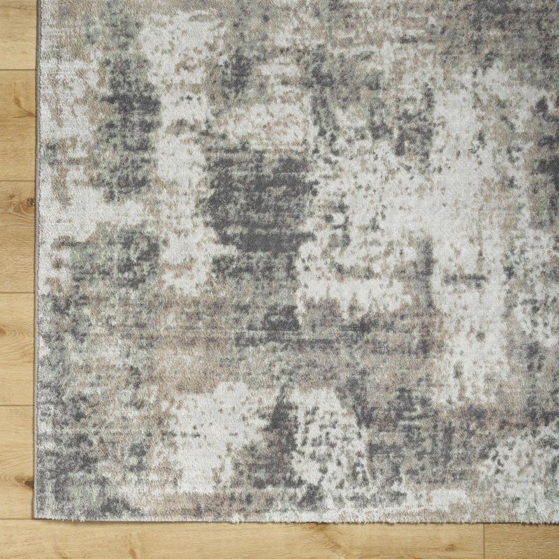 Rectangle Rentschler Machine Woven Polypropylene Area Rug in Gray, Rectangle 7'10" x 10'