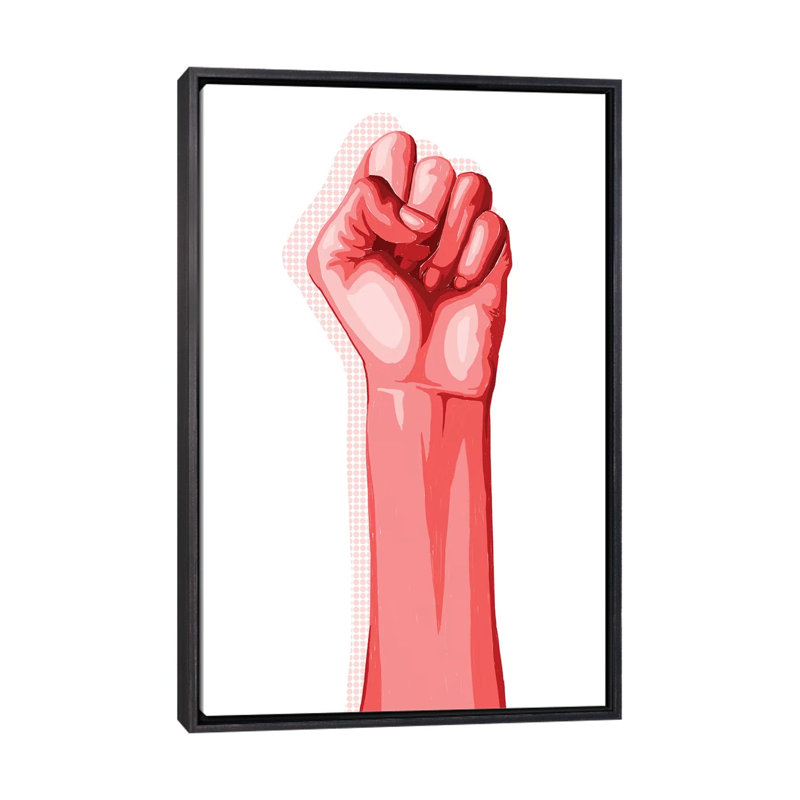 «Color Block Fist II» par Grace Popp - impression d'art graphique, H 26 po x l 18 po x 1,5 po, Toile avec cadre noir patiné
