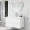 Ensemble de meuble-lavabo avec lavabo 31,5 po, armoire avec 2 grands tiroirs, système de fermeture en douceur, 2 grands tiroirs, conception sans poignée, assemblage facile, blanc brillant