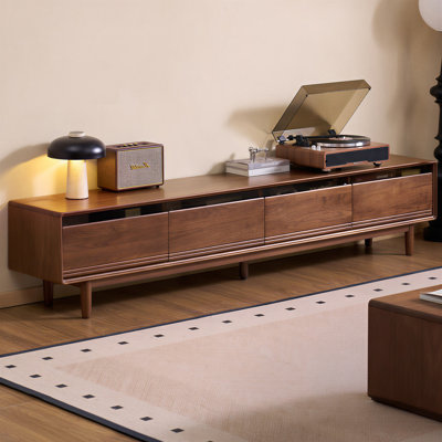 Natural Black Walnut Wood TV Stand Solid Wood Furniture Modern Design Elegant TV Cabinet