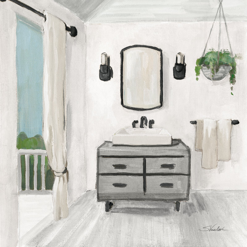 Attic Bathroom I - Wrapped Canvas Art Print, 91cm H x 91cm W