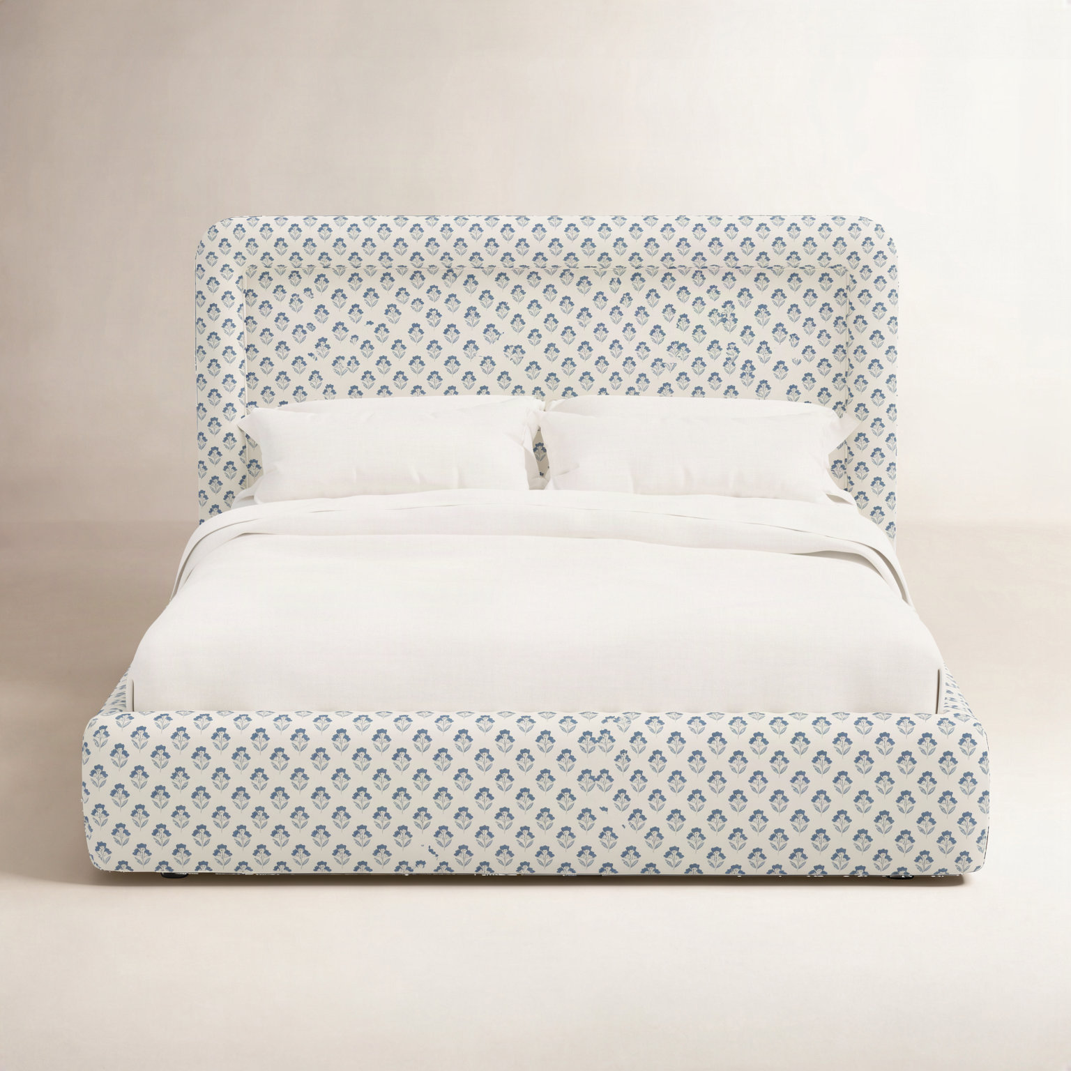 Stoffer Home x Cloth & Co. Marisa Cotton Upholstered Bed, Francie Blue, Queen