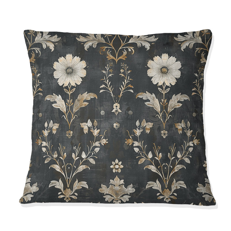 Gris foncé foncé Farmhouse Charm I - Coussin Country, Carrée, 18" x 18"