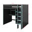 Lit mezzanine double avec lumières RVB, lit mezzanine en bois avec garde-robe ouverte, lits mezzanine avec bureau, compartiments de rangement-761229590