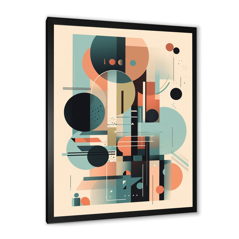 «Green Peach Elegance» - Décoration murale minimaliste, Cadre photo noir, H 20 po x l 12 po x P 1 po