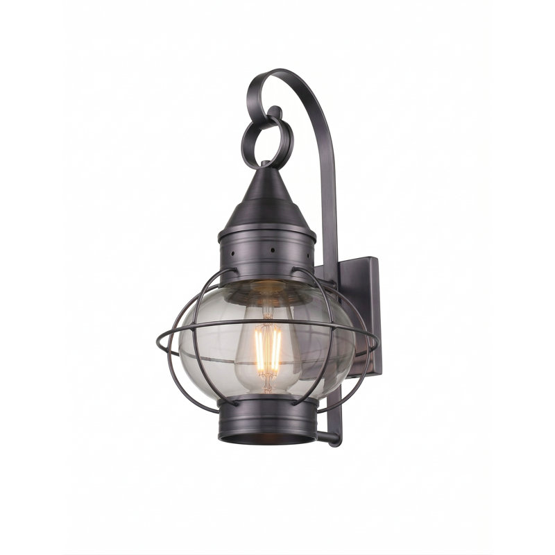 Laiton Traditions - Ellington - 1 lumière - 17 pouces - Bronze - Laiton massif - Applique murale, Transparent, Gunmetal