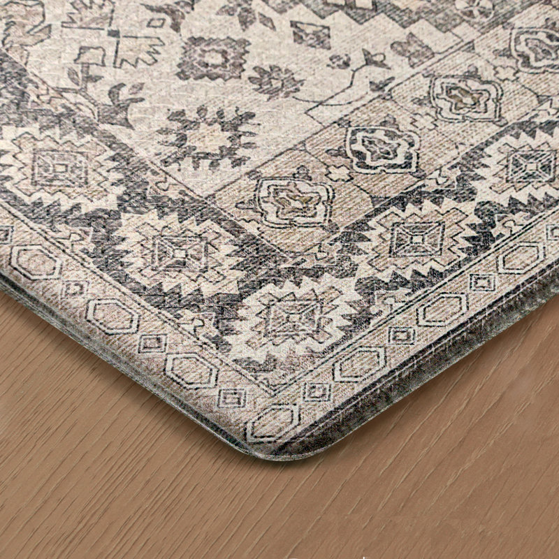 Anti-Fatigue Anti-Slip Waterproof Kitchen Mat, Brown/Beige, Runner 17" x 59" + 17" x 30"