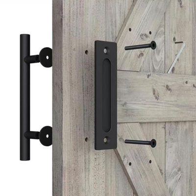 Poignée de porte de grange coulissante en fer noir 12 po