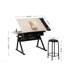 Bureau de dessin réglable avec 2 tiroirs pour bureau à domicile et école avec tabouret (blanc)-133660955