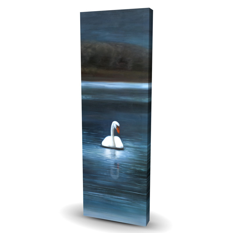 Magnifique cygne - toile brune romantique, H 60 po x l 20 po
