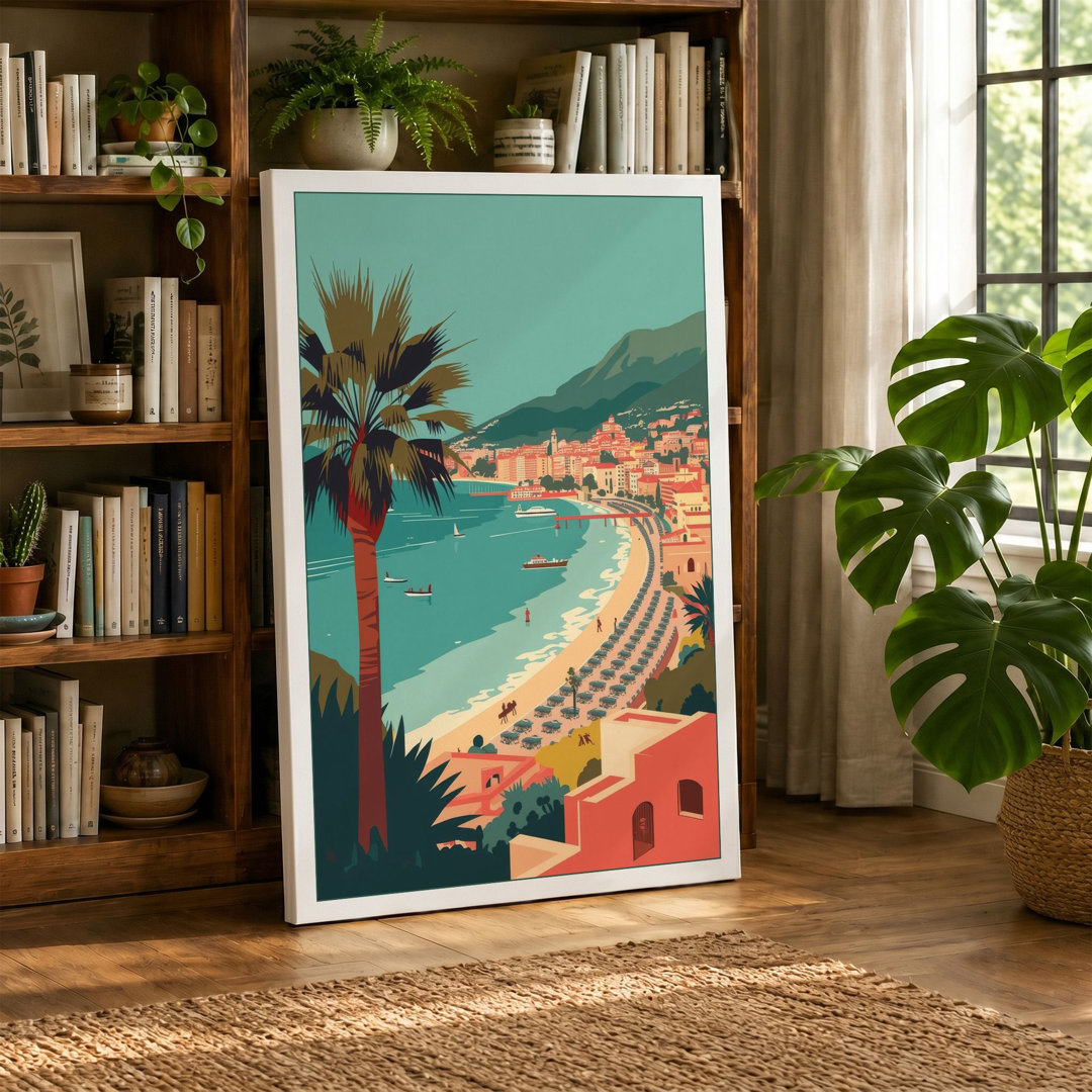 Mediterranean Beach Town Coastal - Wrapped Canvas