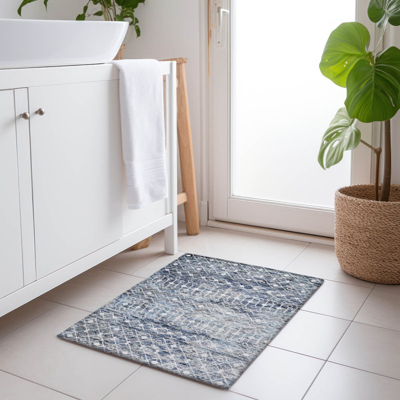 Machine Washable Indoor/Outdoor Claudian ACN1638 Blue 10' x 14' Rug, Rectangle 1 pi 8 po x 2 pi 6 po
