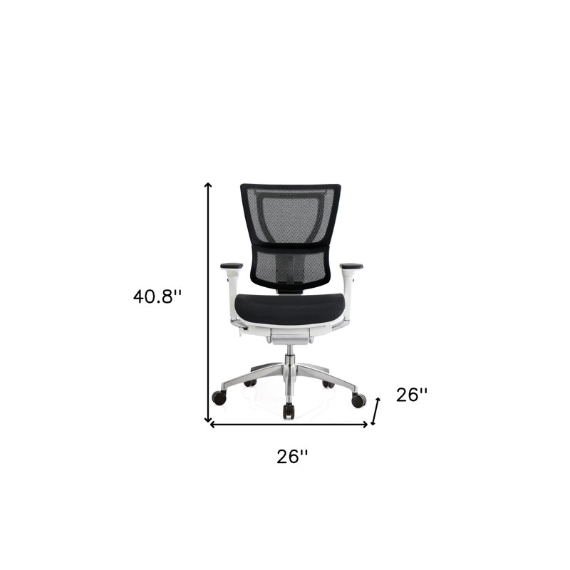 Chaise de bureau pivotante en maille noire et blanche, Blanc