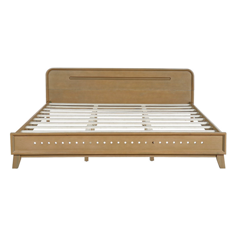 Petal Wooden Bed With Headboard & Support Slats, Yellow, King