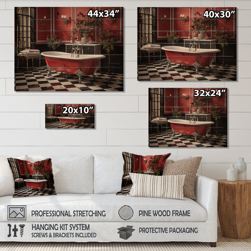 Somil rouge moderne salle de bain charme IV sur bois, H 24 po x l 32 po x P 0,78 po