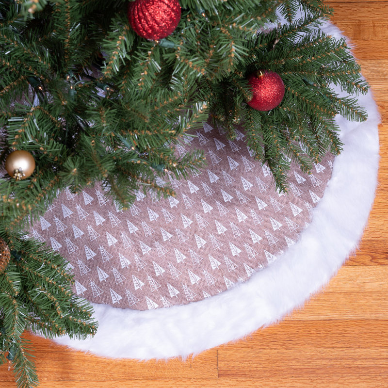 Ensemble de jupe d'arbre de Noël en jute et de bas en peluche 3 pièces The Holiday Aisle