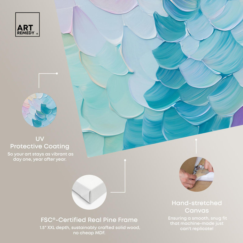 «Mermaid Scales» par Art Remedy, H 45 po x l 36 po, Toile tendue