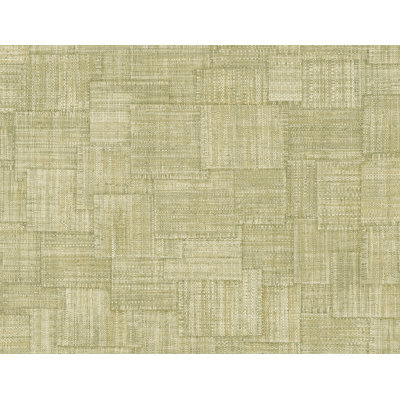  Designs Straw Green Woven Blocks Embossed Vinyl Unpasted Wallpaper