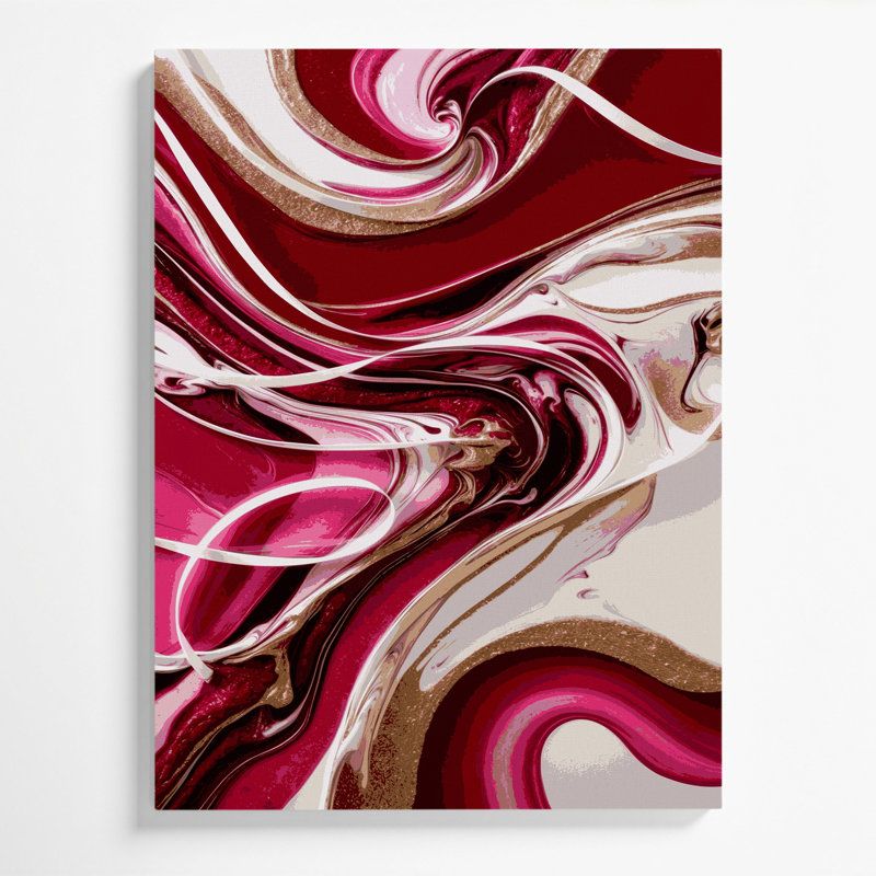 Abstrait art fluide sur toile rouge 24, H 10 po x l 8 po