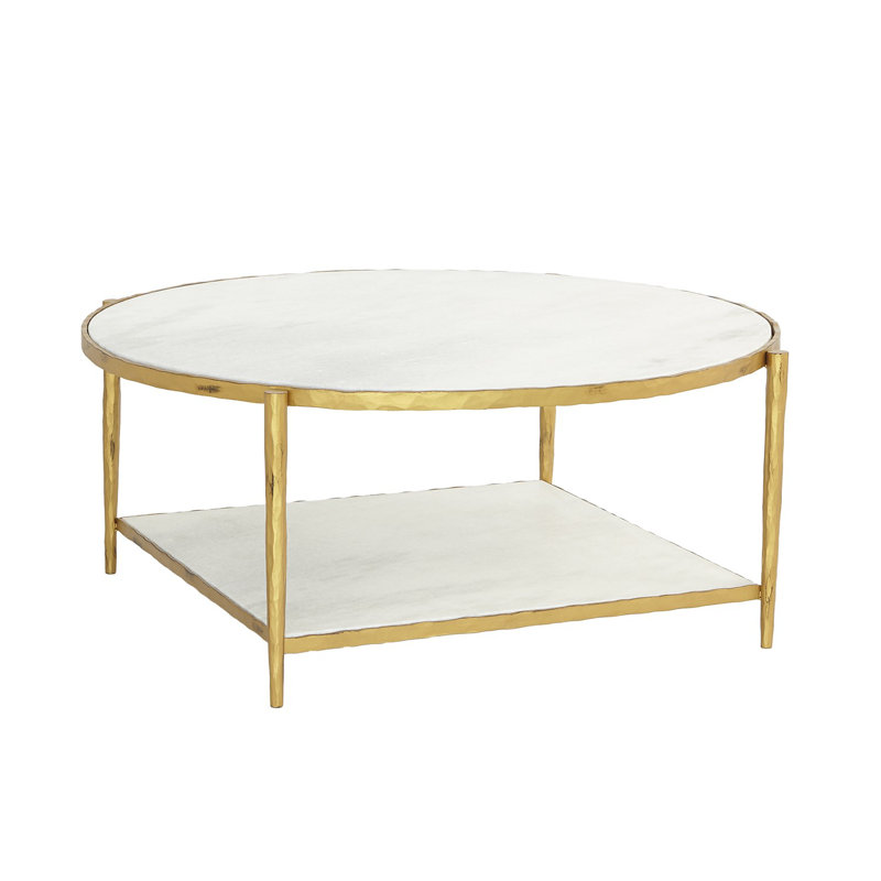 Circle/Square Cocktail Table, Gold, White