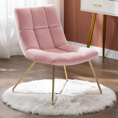 Scheidt 57.15 cm Wide Mid-Century Modern Velvet Lounge Chair with Gold Legs