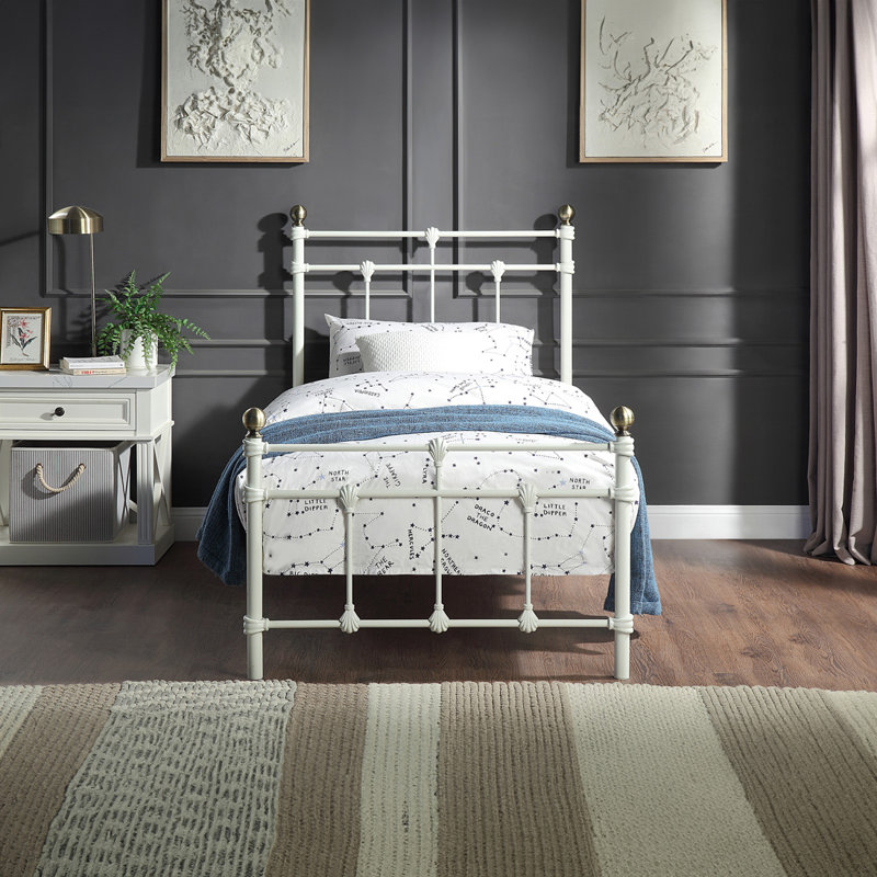 BAYFORD Metal Bed, White, Single (3')