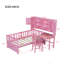 Lit plateforme simple en bois multifonctionnel avec bibliothèque à la tête du lit, bureau intégré et chaise assortie (lit)-612923920