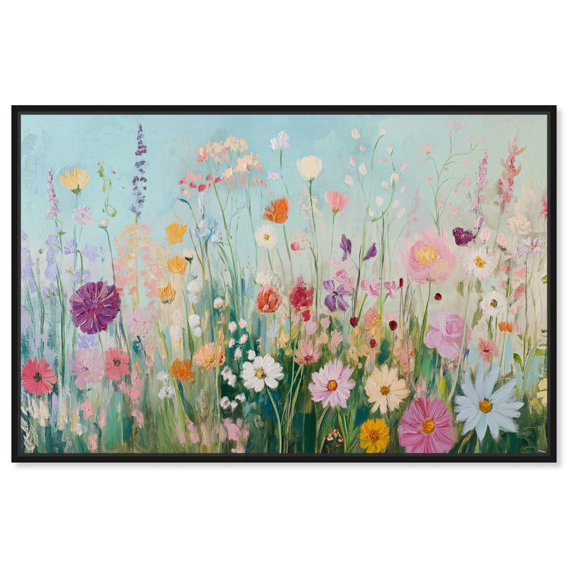 Art Remedy Playful Flower Art Canvas, Lush and Lovely I, 25" H x 37" W, Black Floater Framed