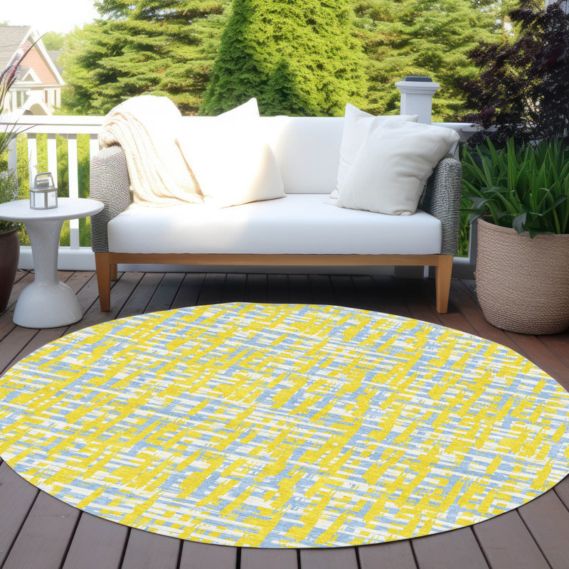 Zarifa Gold Washable Indoor-Outdoor Rug - , 8' x 8'