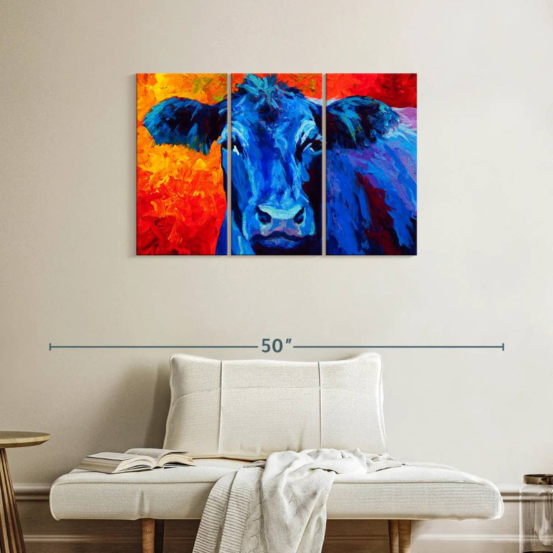 Brampt Blue Cow, 24" H x 38" W
