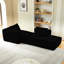 Canapé modulaire à 3 nuages avec méridienne, canapé modulaire en forme de L, revêtu de velours côtelé doux, sans assemblage, coussins à ressorts confortables, style minimaliste moderne pour le salon, noir, minimaliste,-1912826092