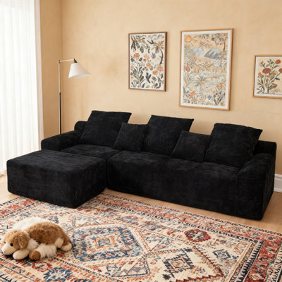 Canapé modulaire rembourré en L de 111 po avec repose-pieds réversible avec repose-pieds 111 po