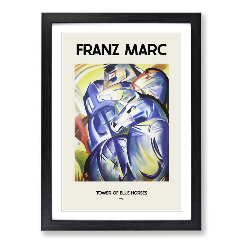 Blue Horses by Pierre-Auguste Renoir - Picture Frame Graphic Art, 65cm H x 48cm W x 2cm D, Black