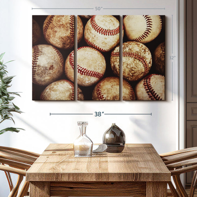 «Baseball» sur toile, H 32 po x l 50 po x P 1,25 po