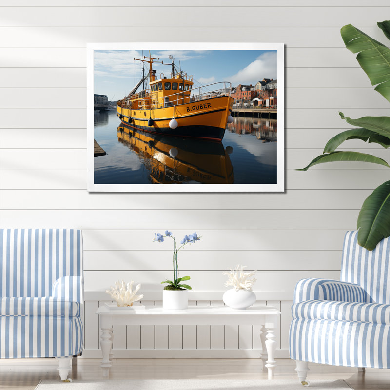 Port Quayside Contrast III sur toile, Cadre photo blanc, H 24 po x l 32 po x P 1 po
