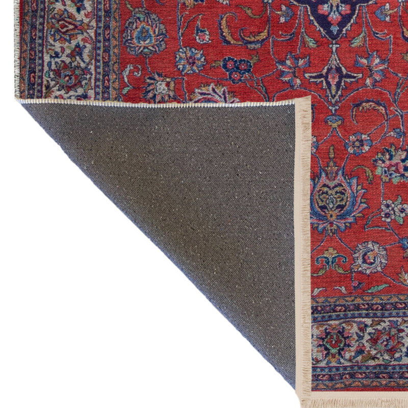 Tapis décoratif rétro à motif traditionnel rouge et bleu, Rectangle 5 pi x 8 pi 3 po