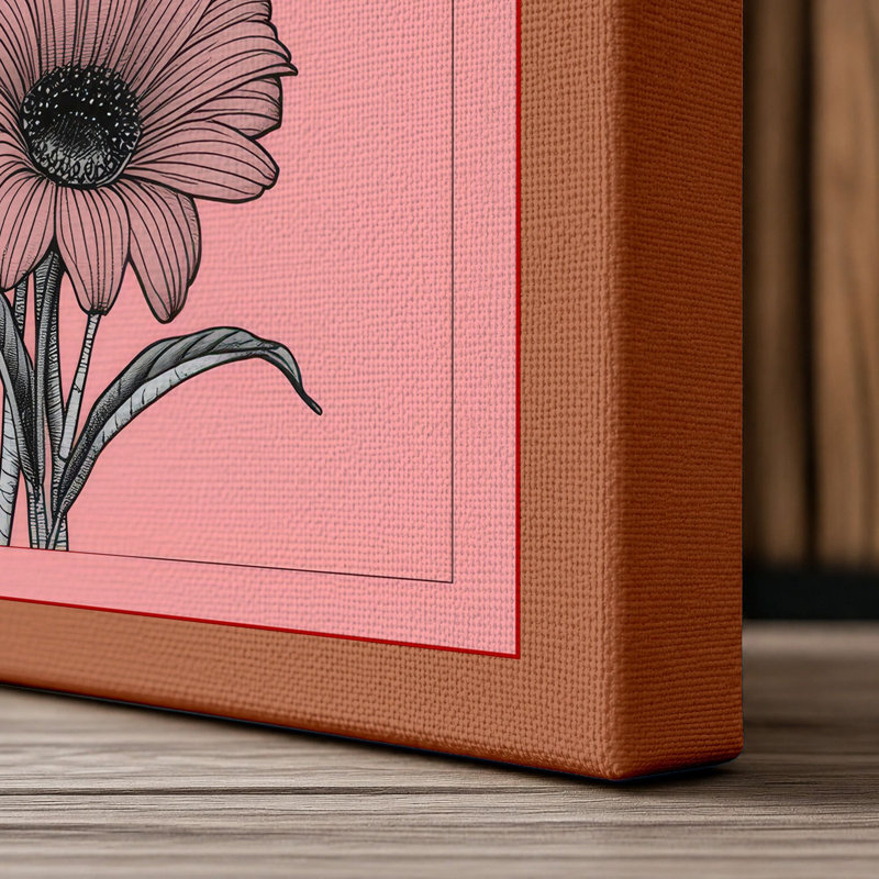 Daisy Cluster Botanical - Wrapped Canvas, 30x20 - 76.2 x 50.8 cm, Terracotta Border