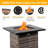 Black Gas Fire Pit Table – Stainless Steel+wicker With Volcanic Stone, 2-in-1 Outdoor Dining/coffee Table, Patio/backyard Party Essential-2020568985