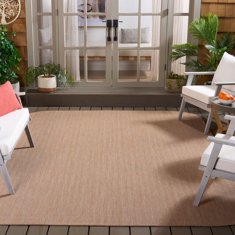 Arneshia Beige Indoor/Outdoor Area Rug, Rounded Rectangle 8' x 10', Beige