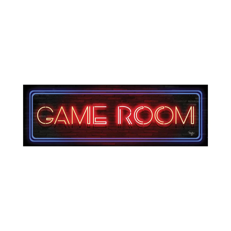 Enseigne néon Game Room - estampe numérique sur toile tendue avec châssis, H 12 po x l 36 po
