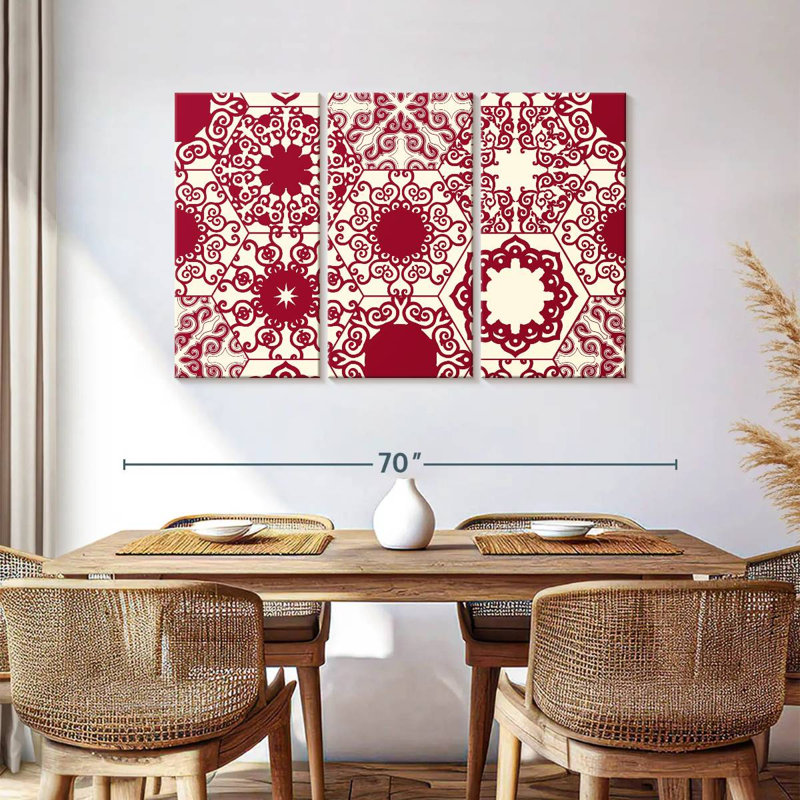 Kerner Red Hexagon Patterns, 36" H x 57" W