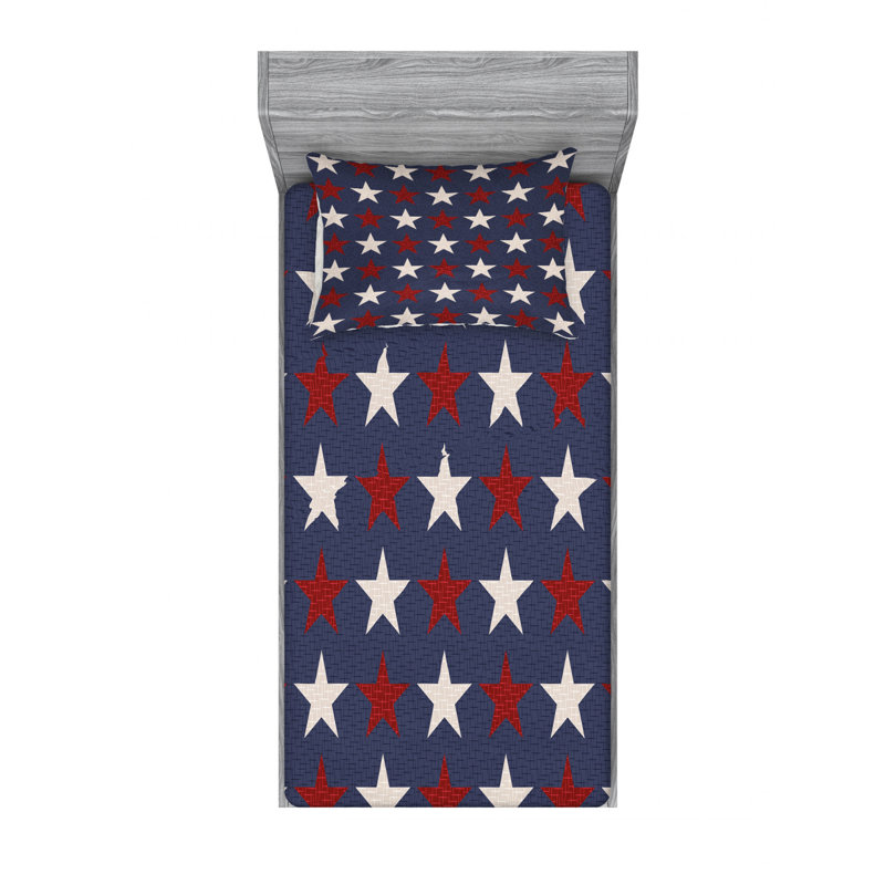 Microfiber Geometric Sheet Set, Twin Sheet Set with Fitted Sheet