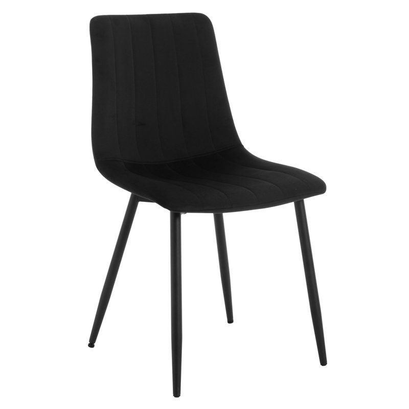 Aghaboy 44 cm H Upholstered Velvet Dining Chair, Black, 4
