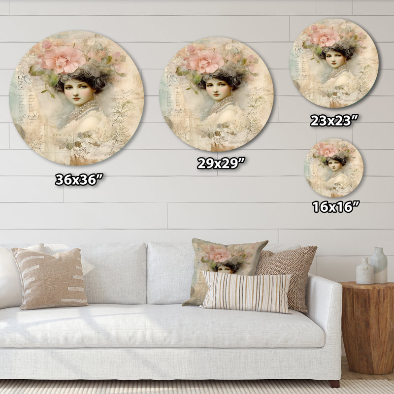 Faye - Art floral rond en métal, H 36 po x l 36 po