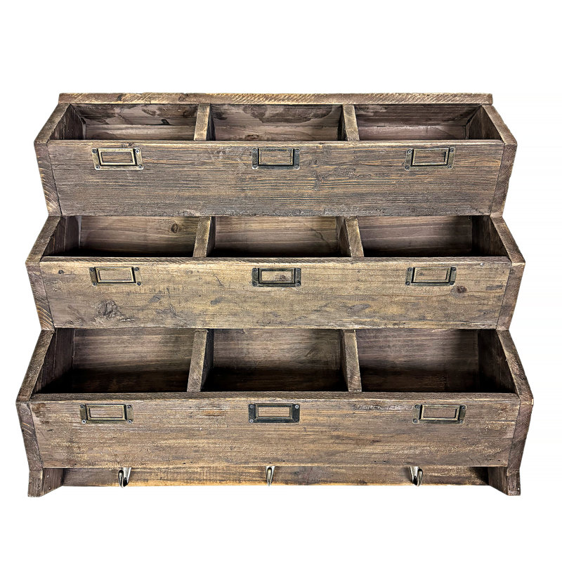 9 Cube Solid Wood Organizer Wall Shelf
