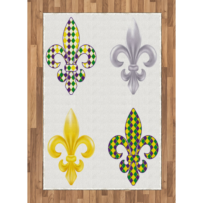 Mardi Gras High Density Long Fiber Poly Threads Decorative Area Rug Carpet, Rectangle 4' x 5'8"
